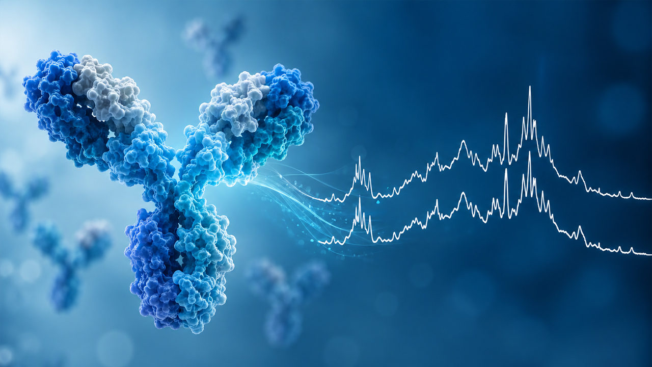 3D illustration of a Y-shaped antibody molecule.