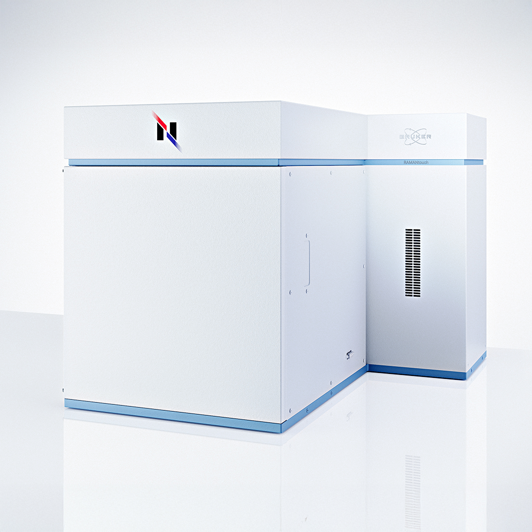 Nanophoton RAMANtouch by Bruker photographed from the front, showing the objective revolver