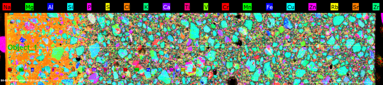 element distribution map of a concrete drill core