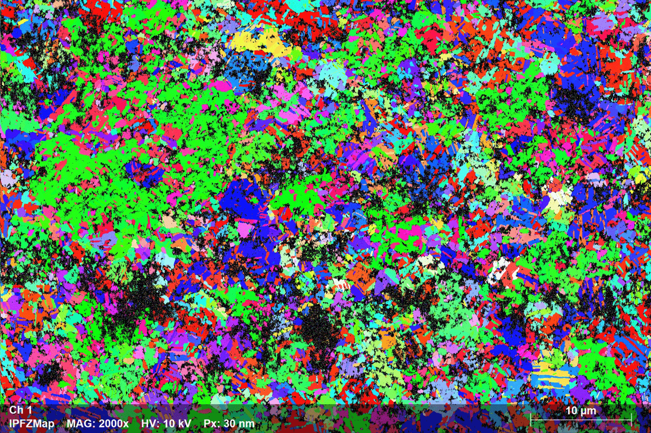 IPFz figure map of grains in a copper foil for use as connector in Li-battery electrode