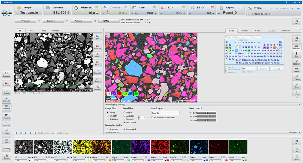 ESPRIT map acquisition and processing workspace