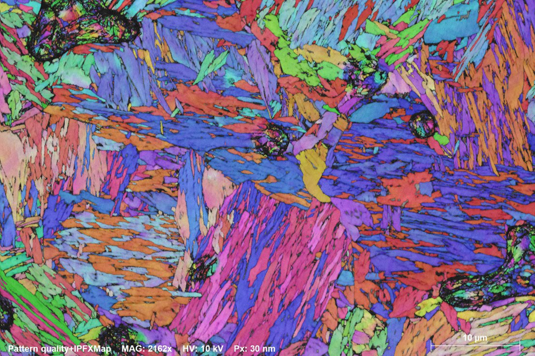 IPF map of dual phase Ti alloy produced via additive manufacturing