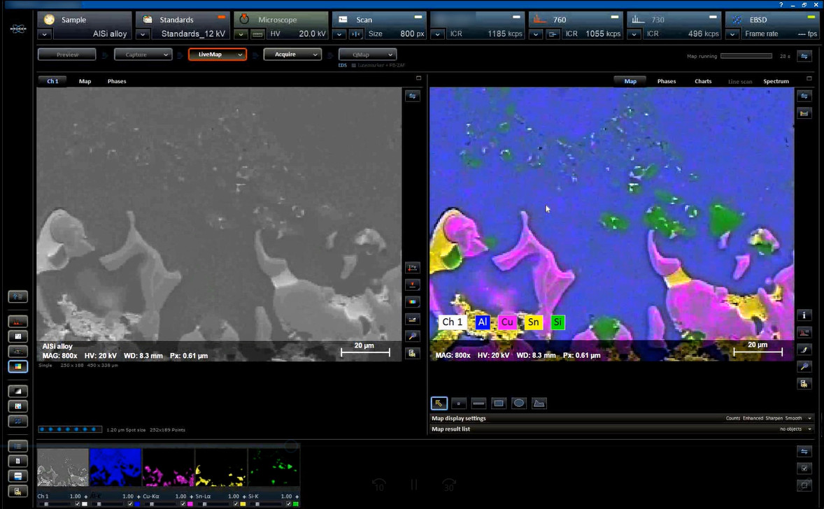 Live chemical mapping of solder region