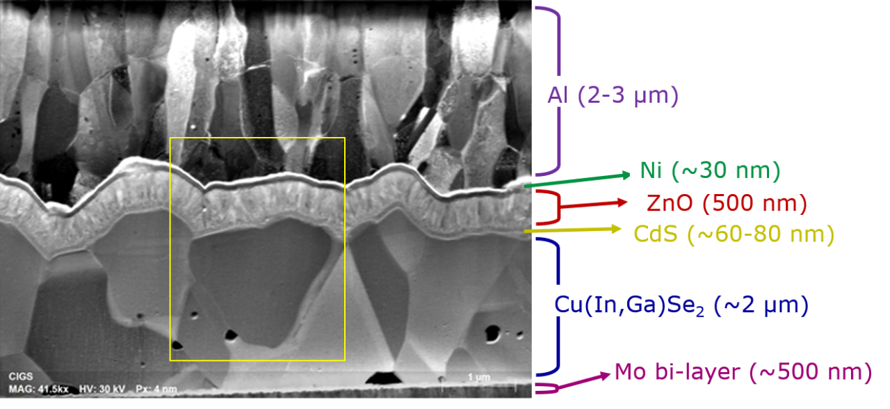 FIB-TEM lamella of a CIGS solar cell