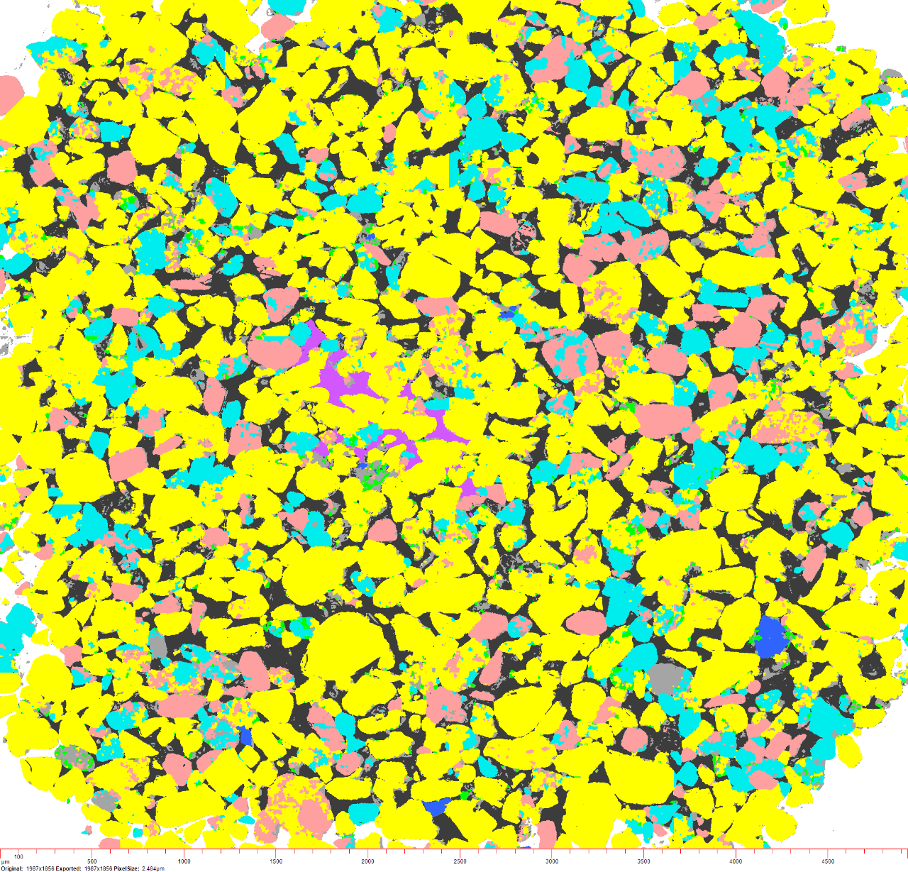 Mineral Map of a mineral sand with AMICS for SEM