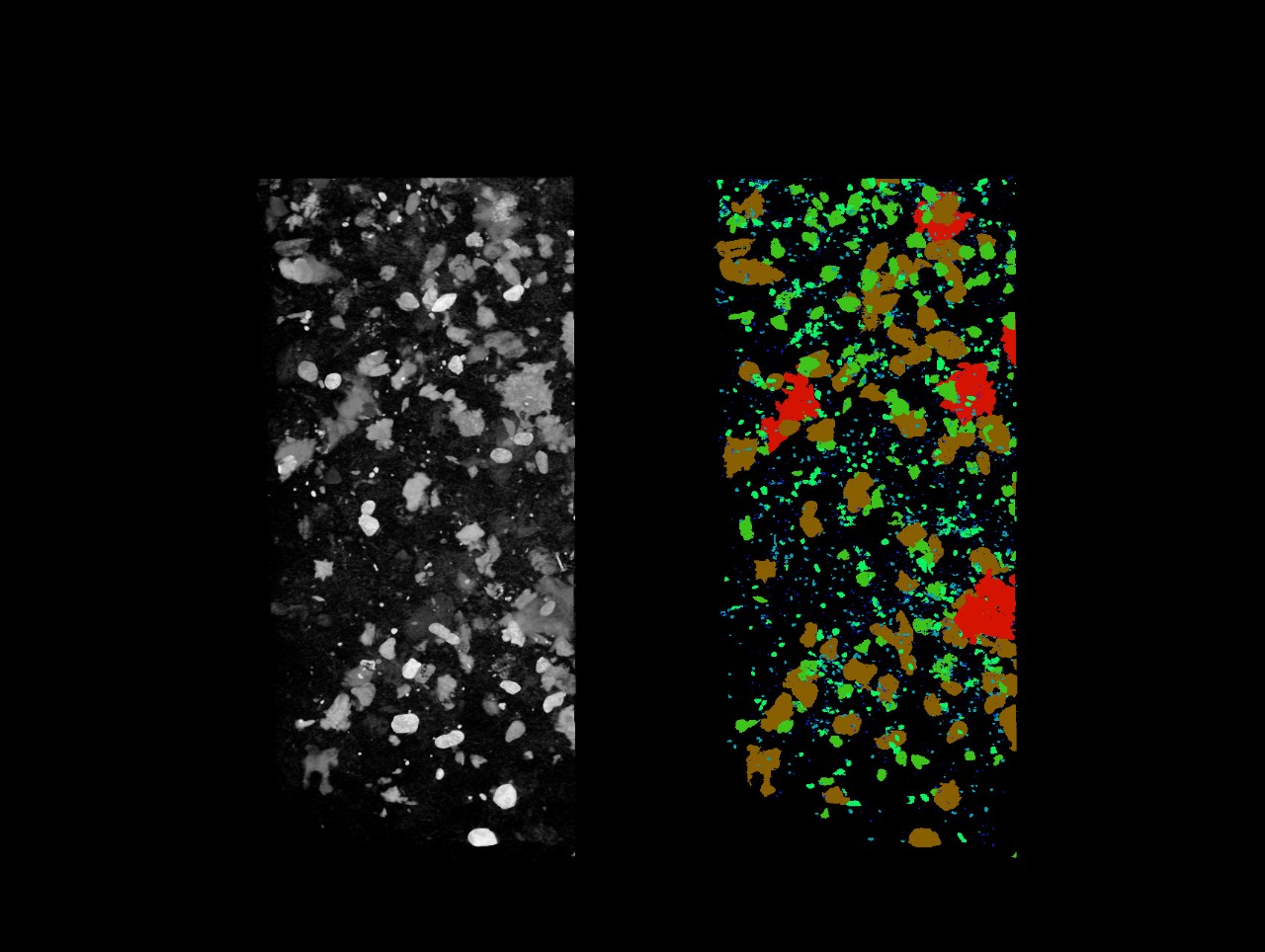 Volume rendering of the internal structure in a carbonate rock.