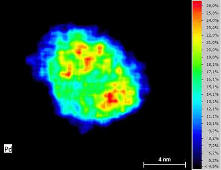 Quantitative Pd-Verteilung eines Pd-Pt-Core-Shell-Partikels