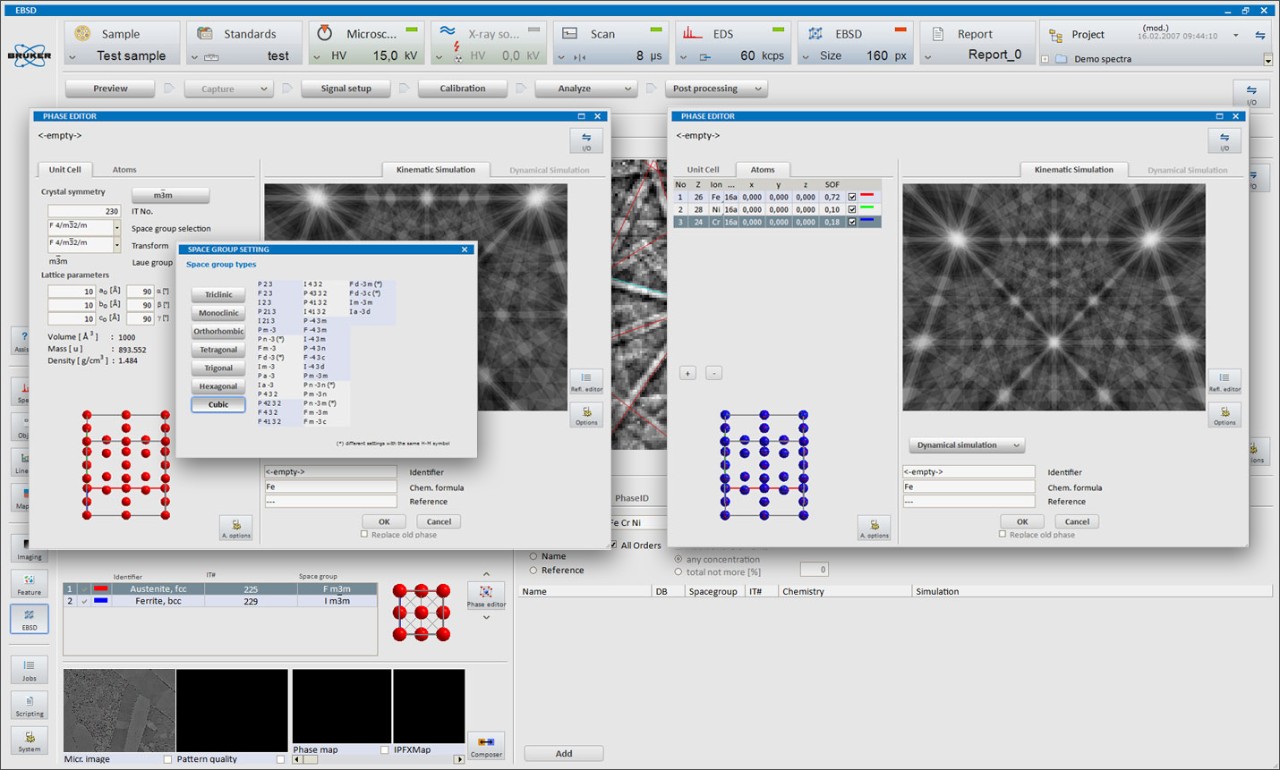 EBSD-Phaseneditor in ESPRIT