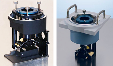 Bruker’s Bruker Reflexionseinheit für elektrochemische Zellen als gespülte Version (links) oder Vakuumversion (rechts). 