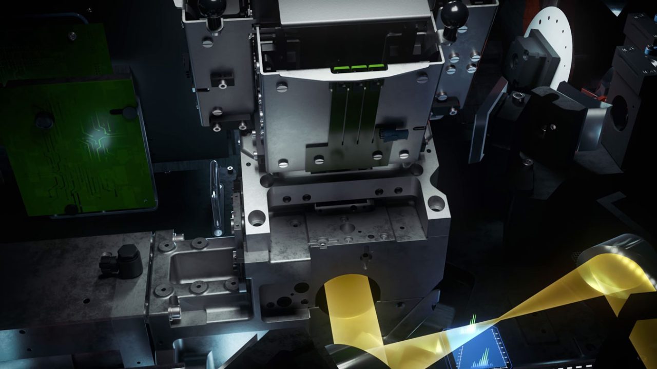 Im Inneren des VERTEX NEO Ultra ist das UltraScan™-Interferometer mit aktiver Ausrichtung des Scanspiegels zu sehen.