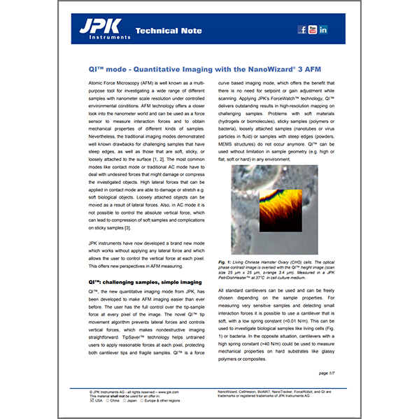 Free PDF: QI mode - Quantitative Imaging with the NanoWizard® 3 AFM