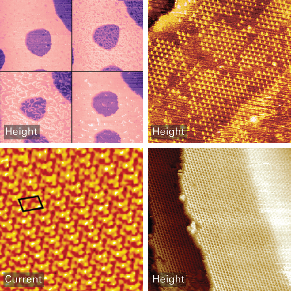 Cu and SO₄²⁻ adsorption on Au and K⁺ formation on Pt(111) at nanoscale; scan sizes: 300–6 nm underpotential deposition.