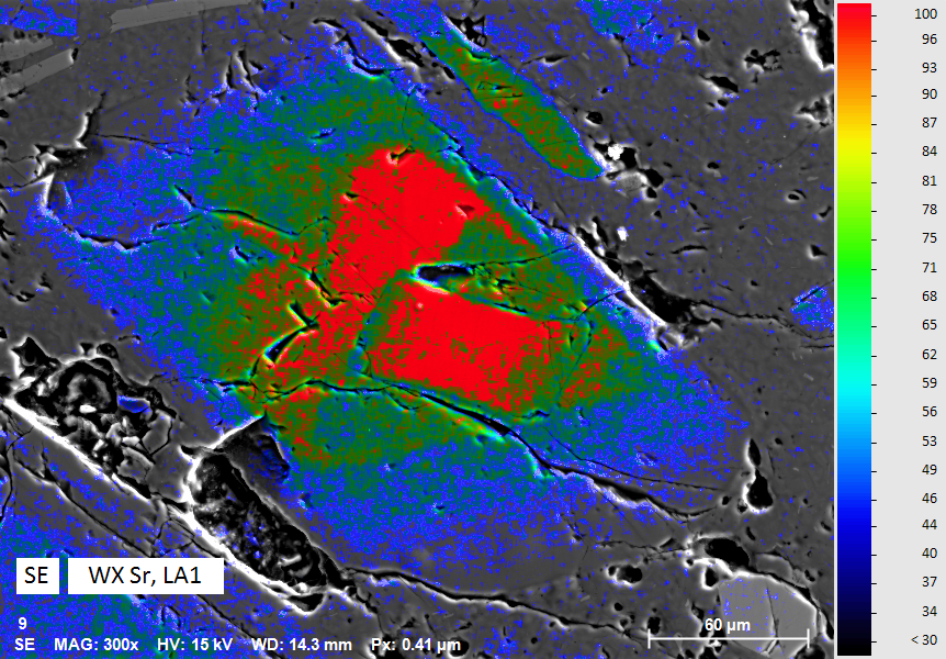 WDS map of Strontium in a feldspar  