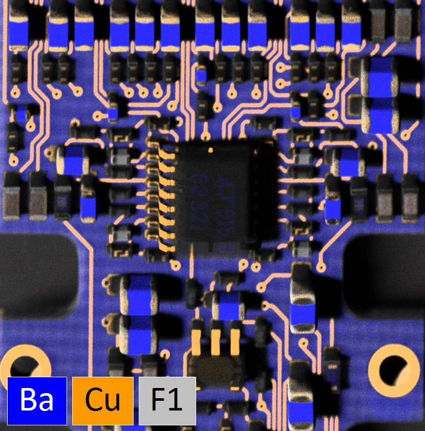 Elemental distribution map of printed circuit board (PCB)
