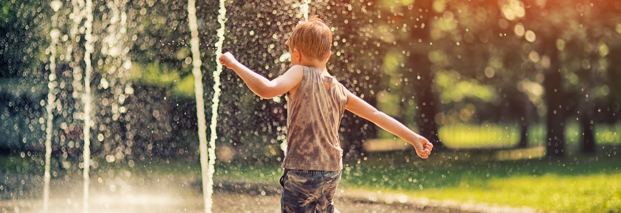 boy and a fountain