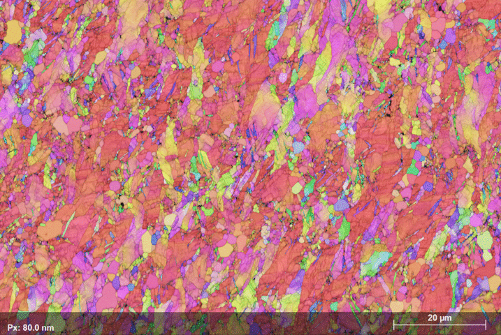 Raw EBSD IPF map of the zirconium sample