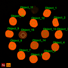 Elemental intensity map of Fe and Co in various certified steels.