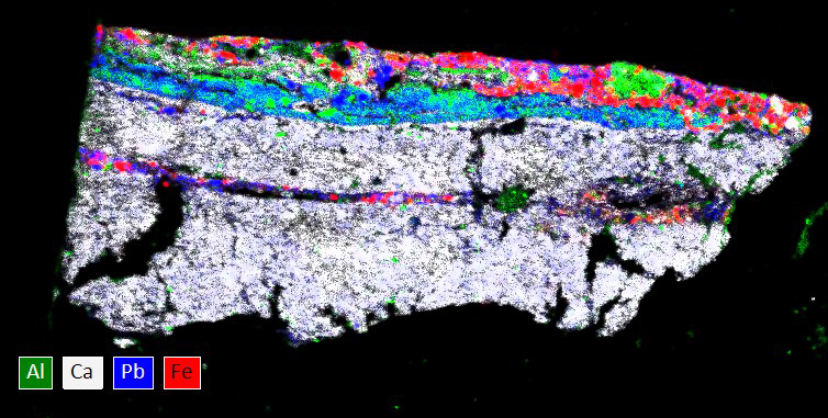 Element map of a paint cross-section