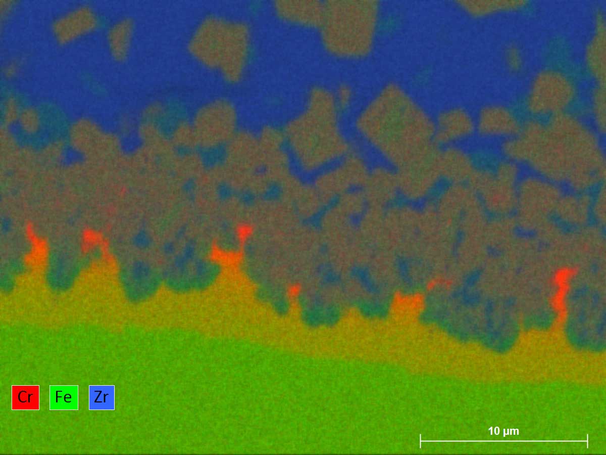 EDS map showing the different elements present in an IC chip 