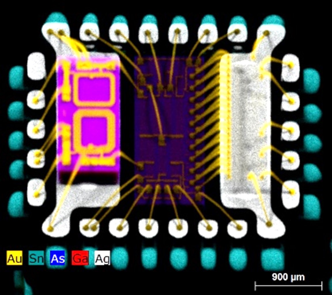 Scan of a highly integrated telephone microchip with the micro-XRF instrument M4 TORNADO