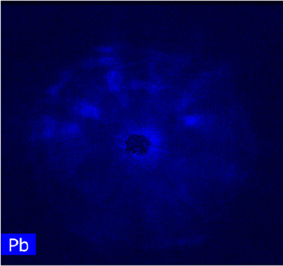 Elemental scan of hot gun shot residue on a textile surface taken using the M4 TORNADO micro-XRF system