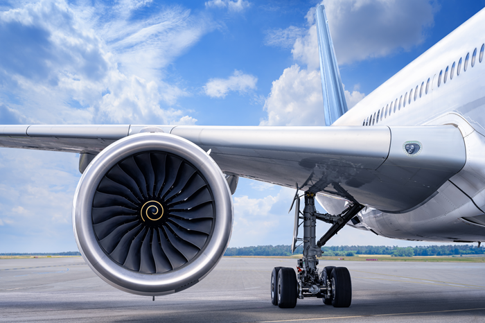 Image showing a turbine attached to an aeroplane. 