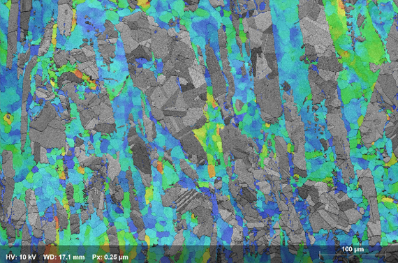 Grain average misorientation map of the duplex steel's ferrite phase