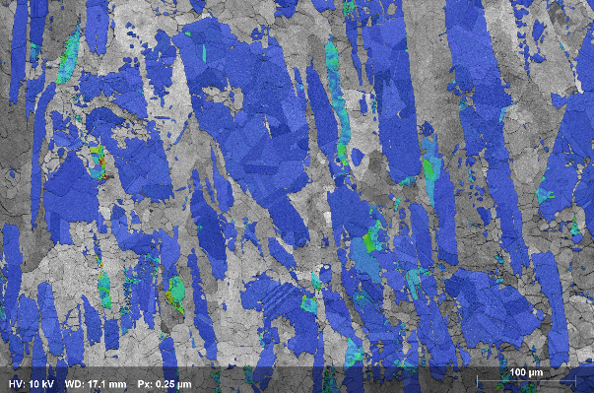Grain average misorientation map of the duplex steel's austenite phase