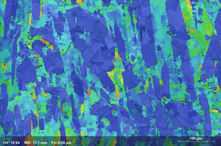 Grain average misorientation map of the duplex steel