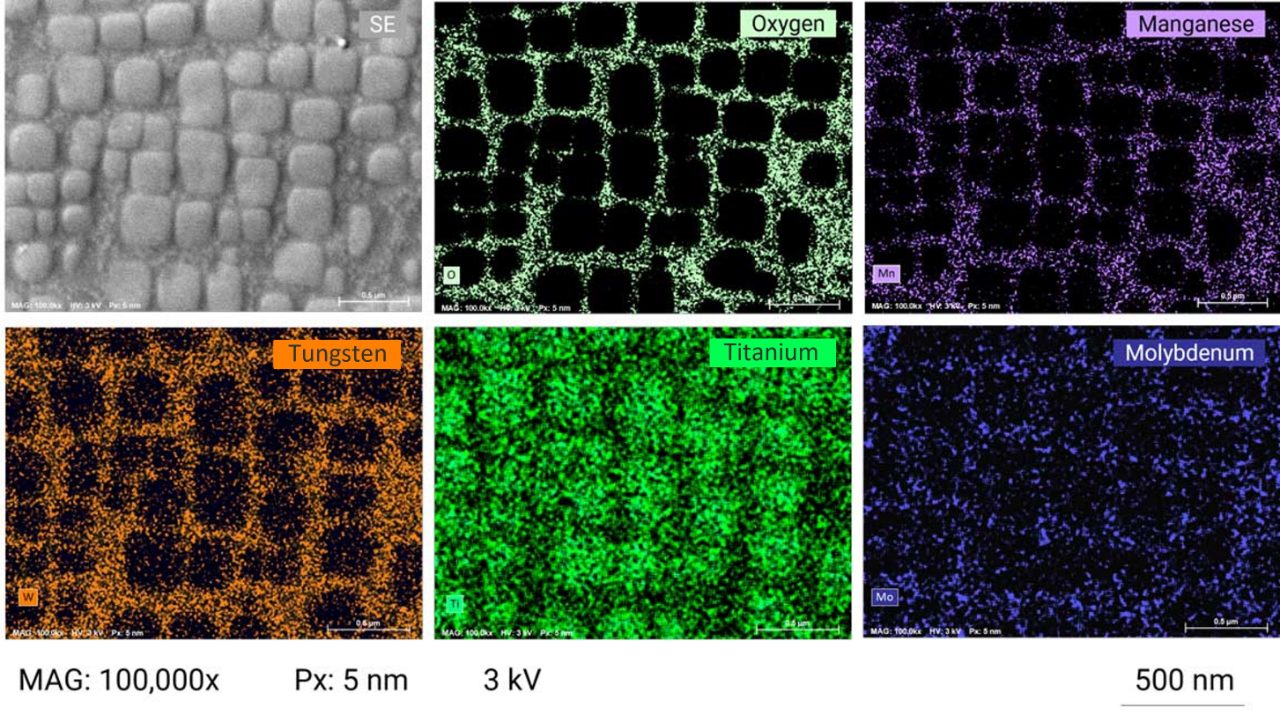 EDS maps shows the distribution of the trace elements present in γ and γ’ phase of the material