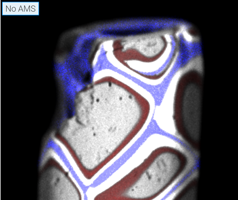 Elemental map taken without AMS of upper section of one of the glass beads. Features that lie outside of the focal plane are blurred. 
