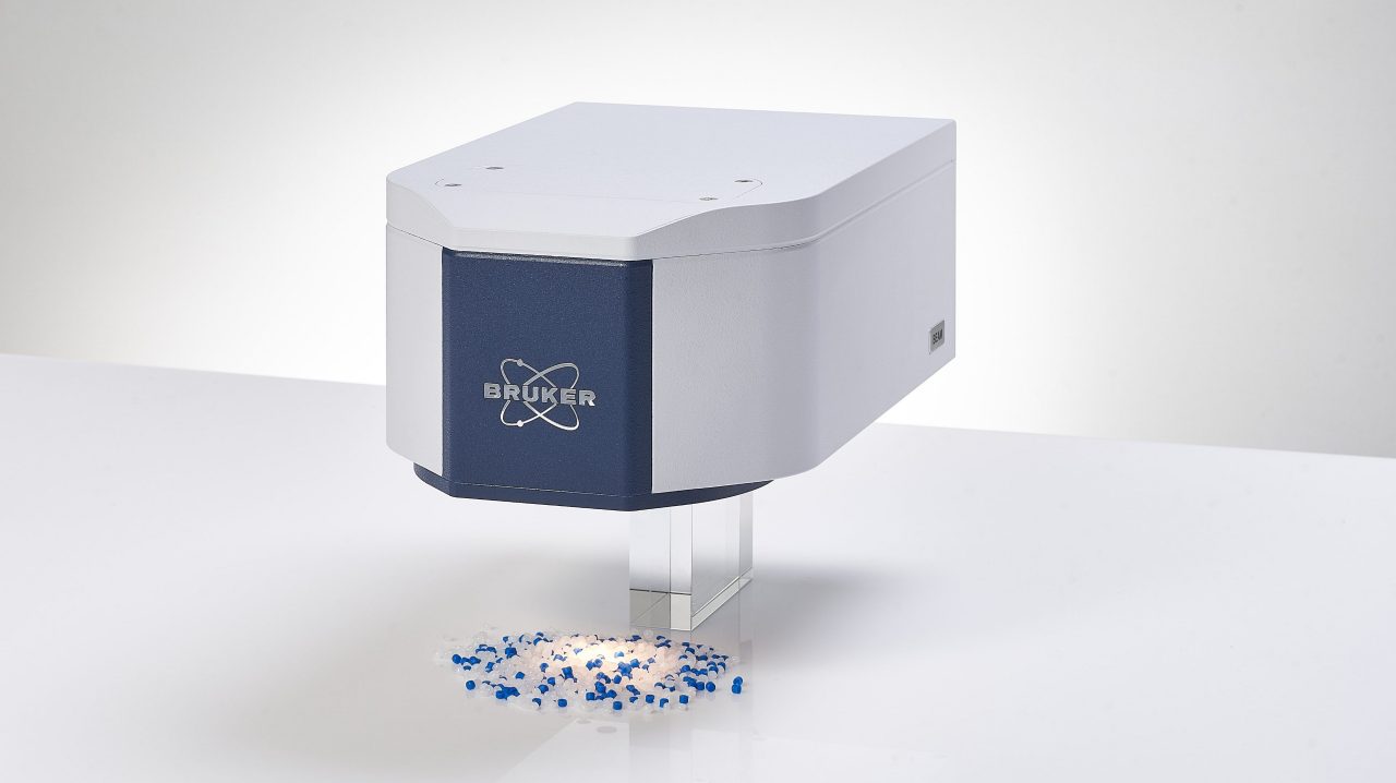 BEAM FT-NIR Sprocess Spectrometer measuring polymer pellets