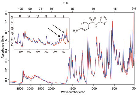 Spectra of different antibiotic sulfathiazole polymorphs.