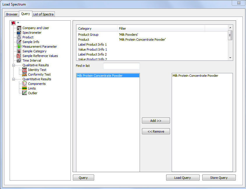 Screenshot OPUS Software: Interactive data access via OPUS/DATABASE package.