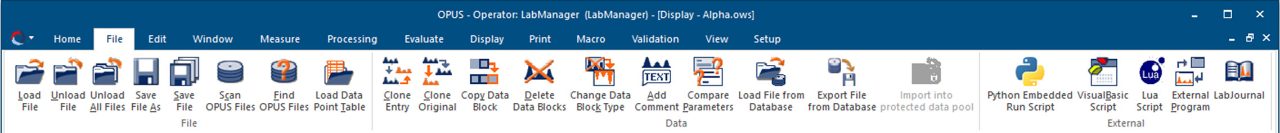 The menu shows well-known icons in a modern BRUKER design with ribbon-technology.