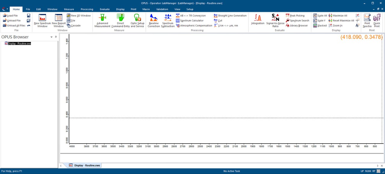 Overview of the complete user interface with OPUS Browser and Status Bar.
