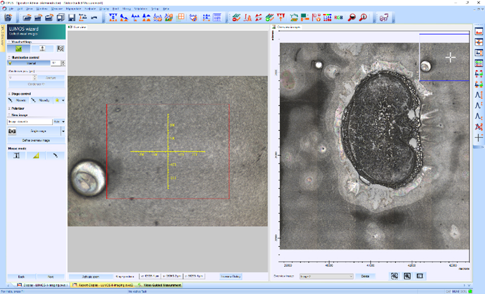 Visual sample inspection with single or overview image snapshots. Full control of all LUMOS II hardware components.