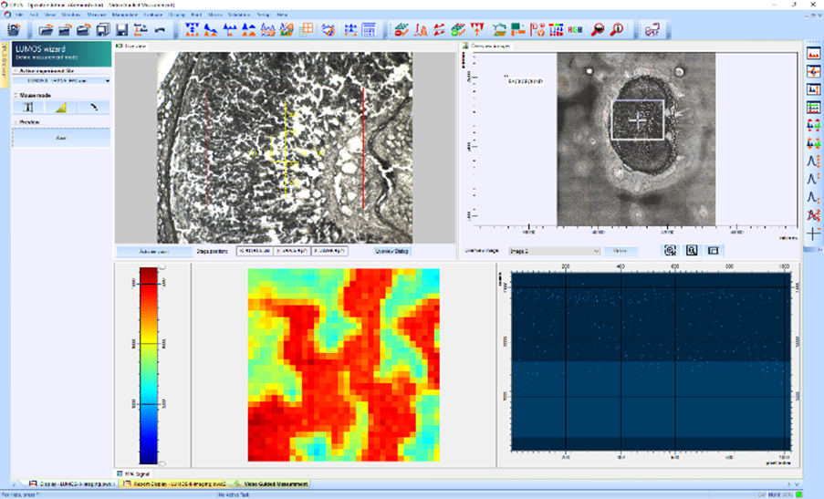 Background measurement parameter setup with FPA image preview and oscilloscope.