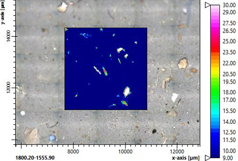 Chemical image of particles on a filter.