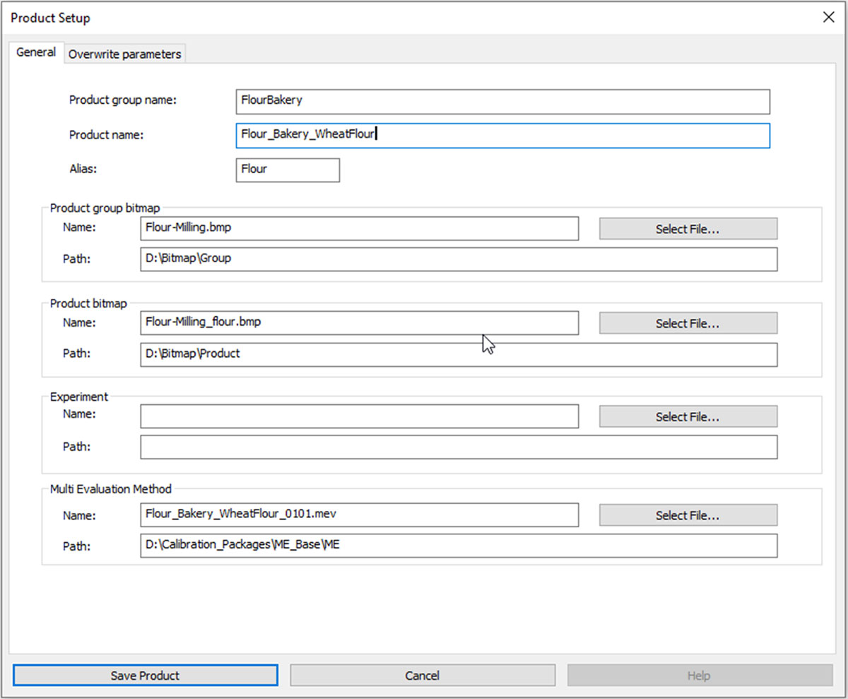 Dialog for defining product properties