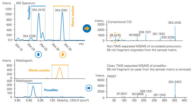 PASEF improves MS/MS spectra for better library matching results