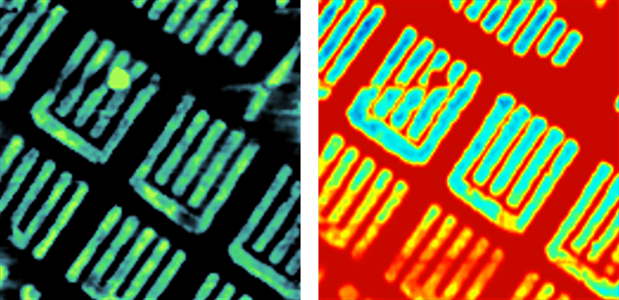 Conductive atomic force microscopy images of the CU conduct layer of an Intel Core I5 processor