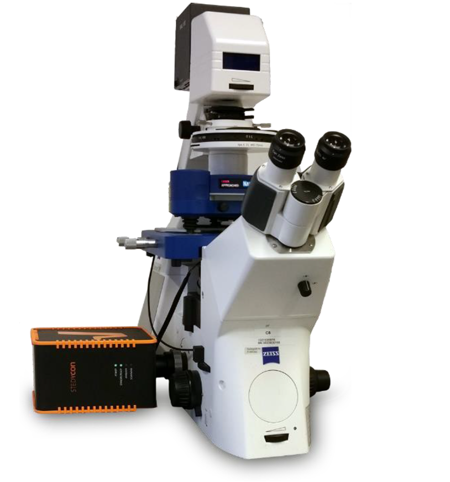 NanoWizard AFM with STEDYCON on Zeiss AxioObserver for high-resolution microscopy.
