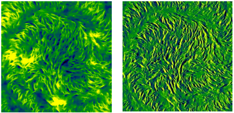 AFM height and phase images of a spherulite structure in PHB-PHV film. Image size 8 x 8 pm, height range 140 nm.