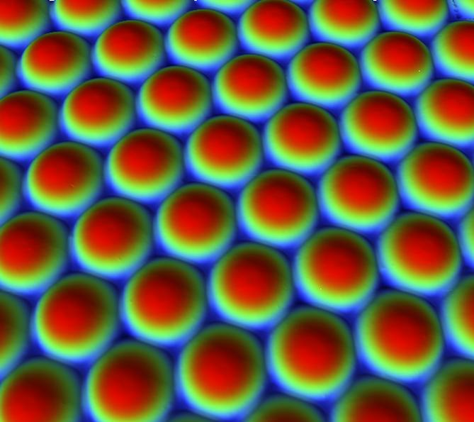 Microlens array used for light focusing onto sensor mapped using a Bruker 3D optical profiler