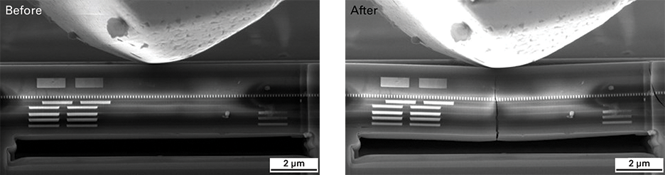 A comparison of Beam 4 before testing and at critical load.