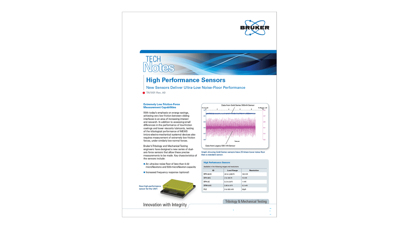 Tech Note: High Performance Sensors for UMT TriboLab | Bruker