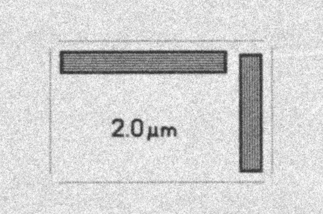 Image of a 2D JIMA standard that exemplifies that the X4 POSEIDON's transmission source and sCMOS detector can resolve down to 2 micrometers.
