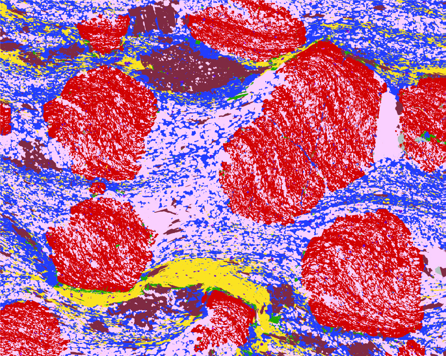 AMICS mineral map of garnet-mica schist