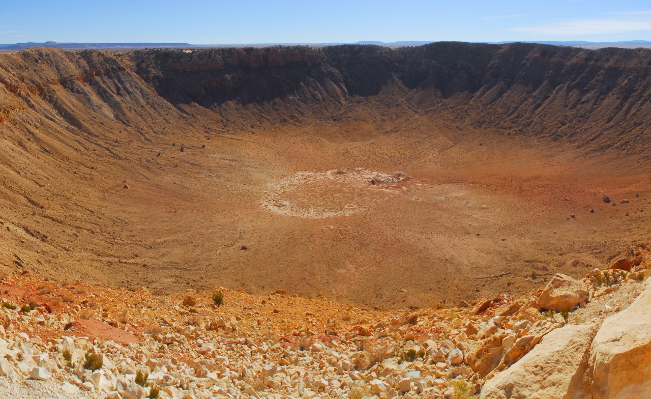 Meteor Crater, Arizona, formed during an impact c. 50,000 years ago.